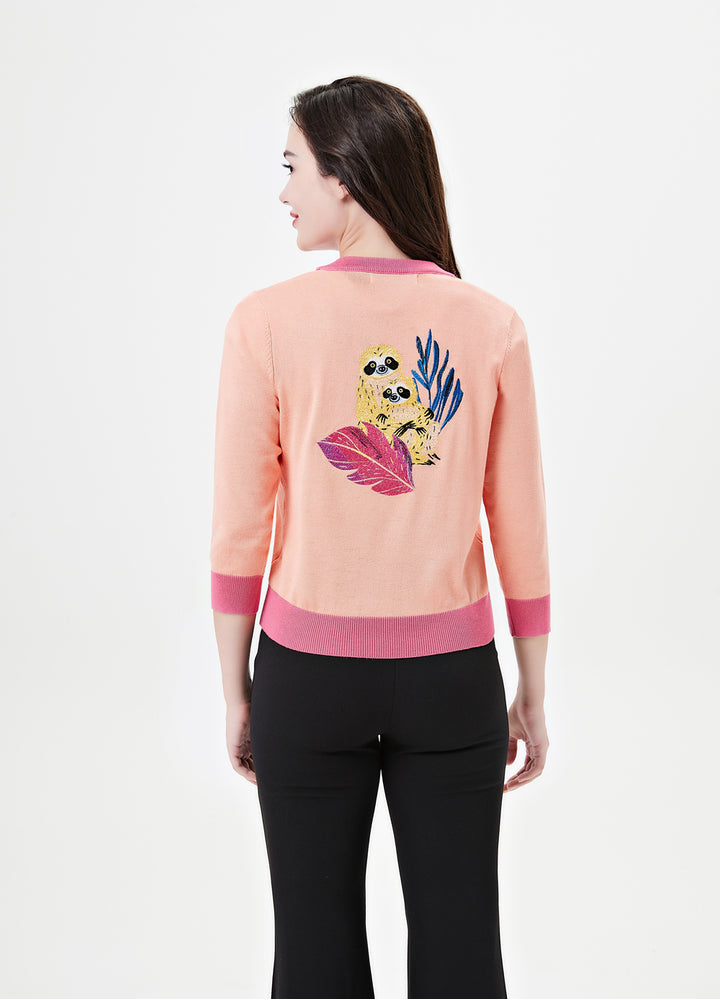 "Skye" Lazy in the Leaves Embroidered Cardigan