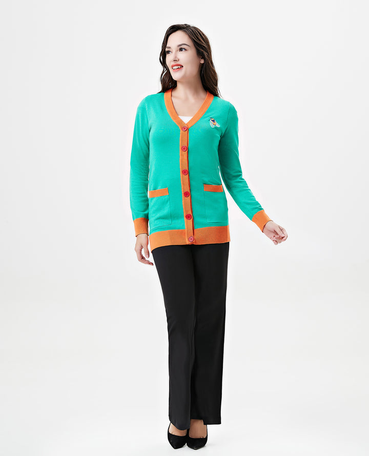"Fiona" Bee &amp; Blossom Embroidered Cardigan w/ Pockets