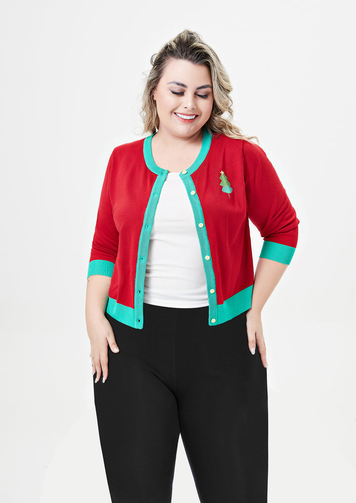 "Leslie" Christmas Cakes Embroidered Cardigan