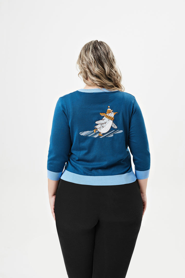 "Skye" Penguin Embroidered Cardigan