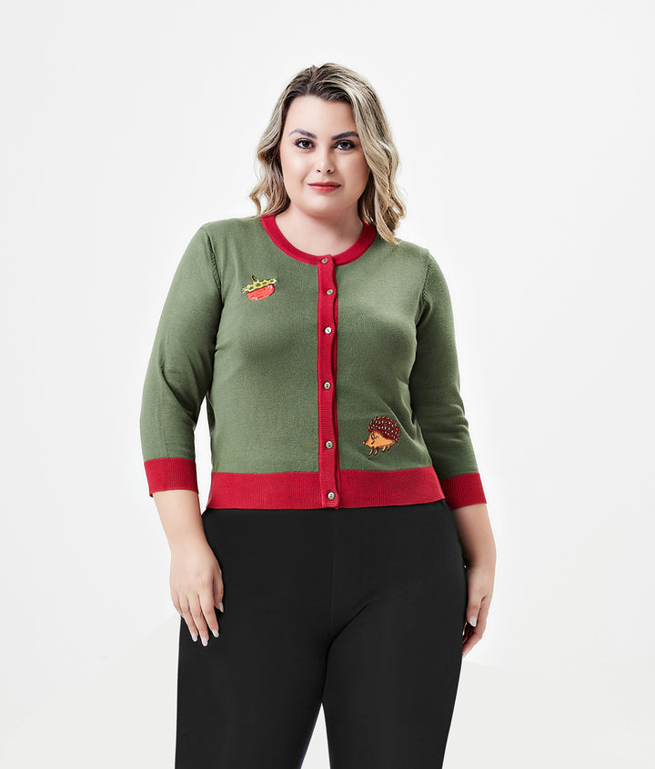 "Leslie" Hedgehog Embroidered Cardigan