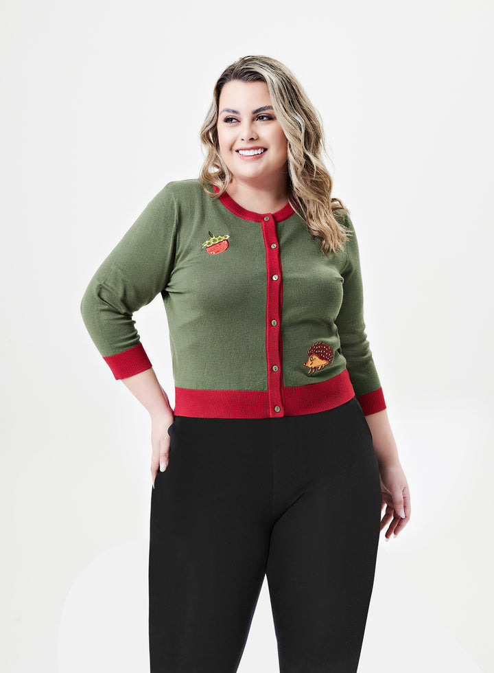 "Leslie" Hedgehog Embroidered Cardigan