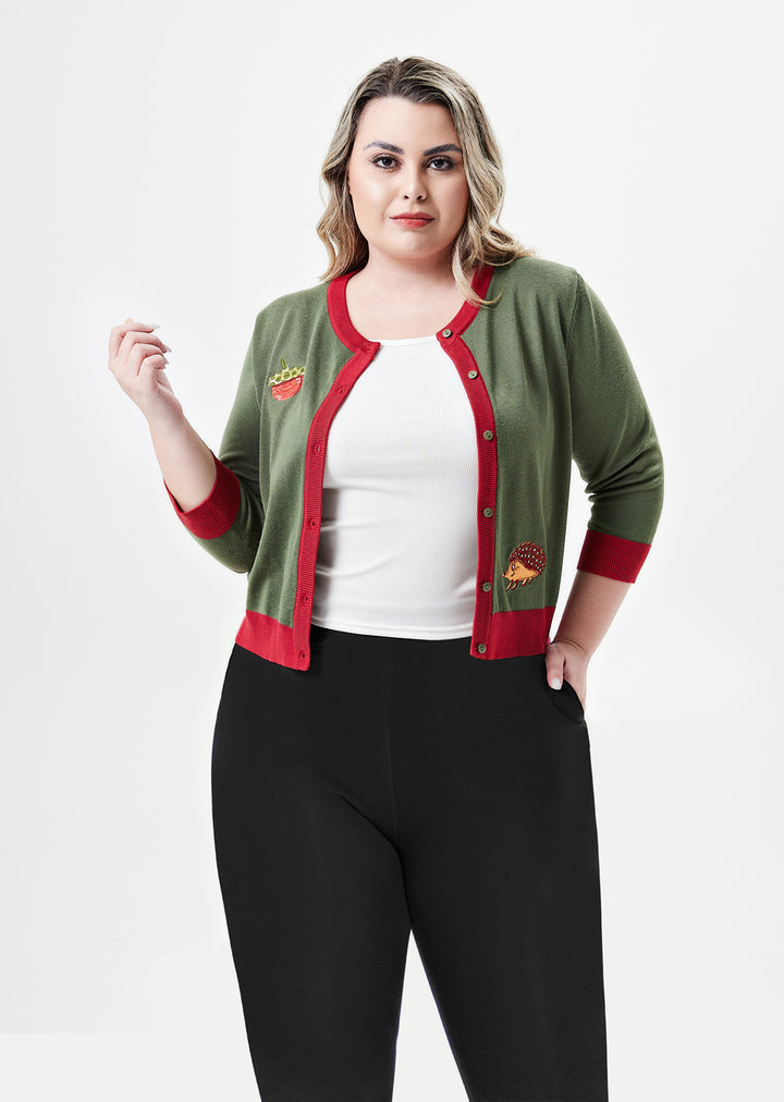 "Leslie" Hedgehog Embroidered Cardigan