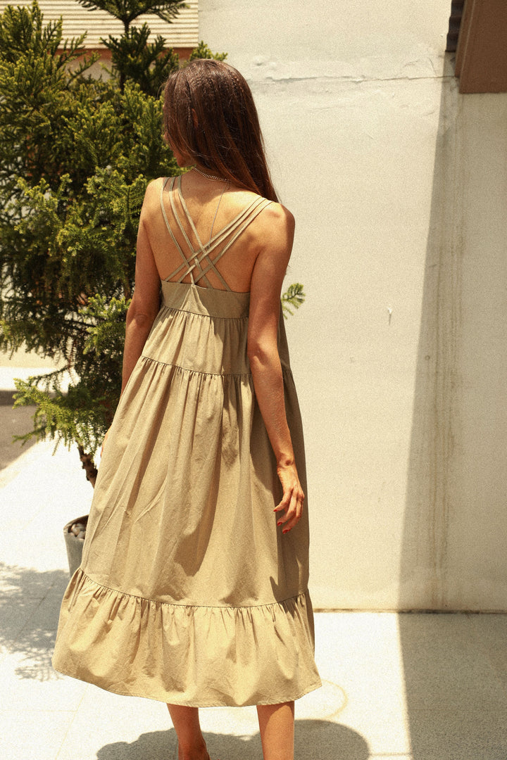 Bella | Lyocell Cross-Back Midi Dress