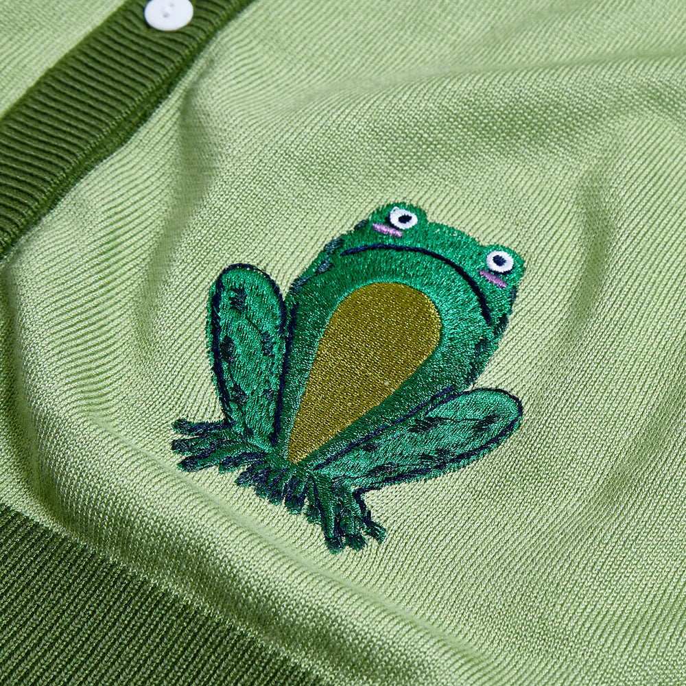 "Leslie" Frogs in Bloom (Embroidered)