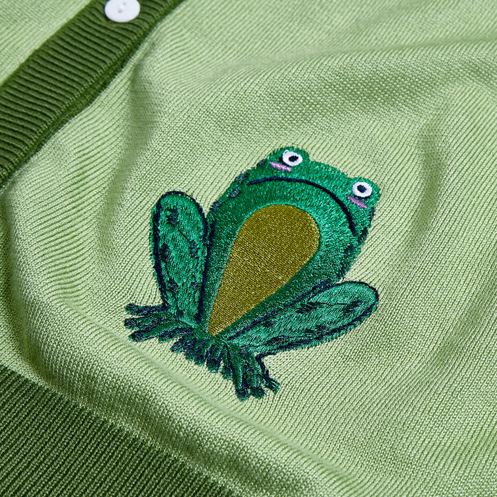 "Leslie" Frogs in Bloom (Embroidered)