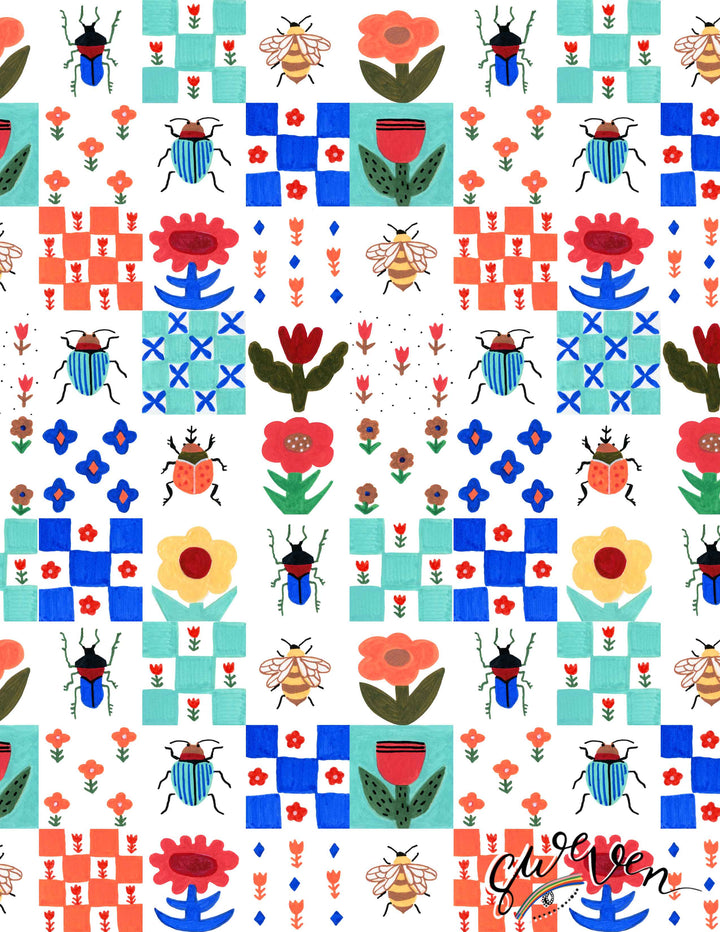 "Heidi" Insect and Floral Tiles