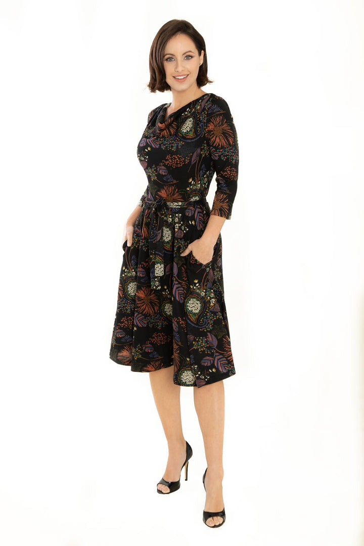 "Emma" Black Multi-Floral