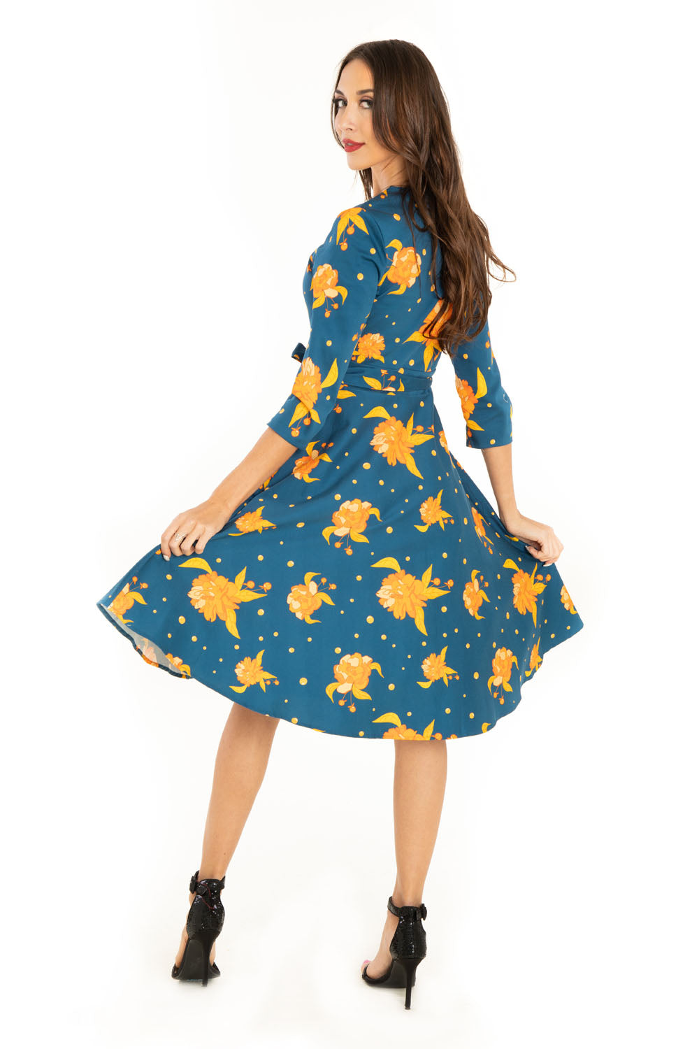 "Mira" Navy Orange Floral