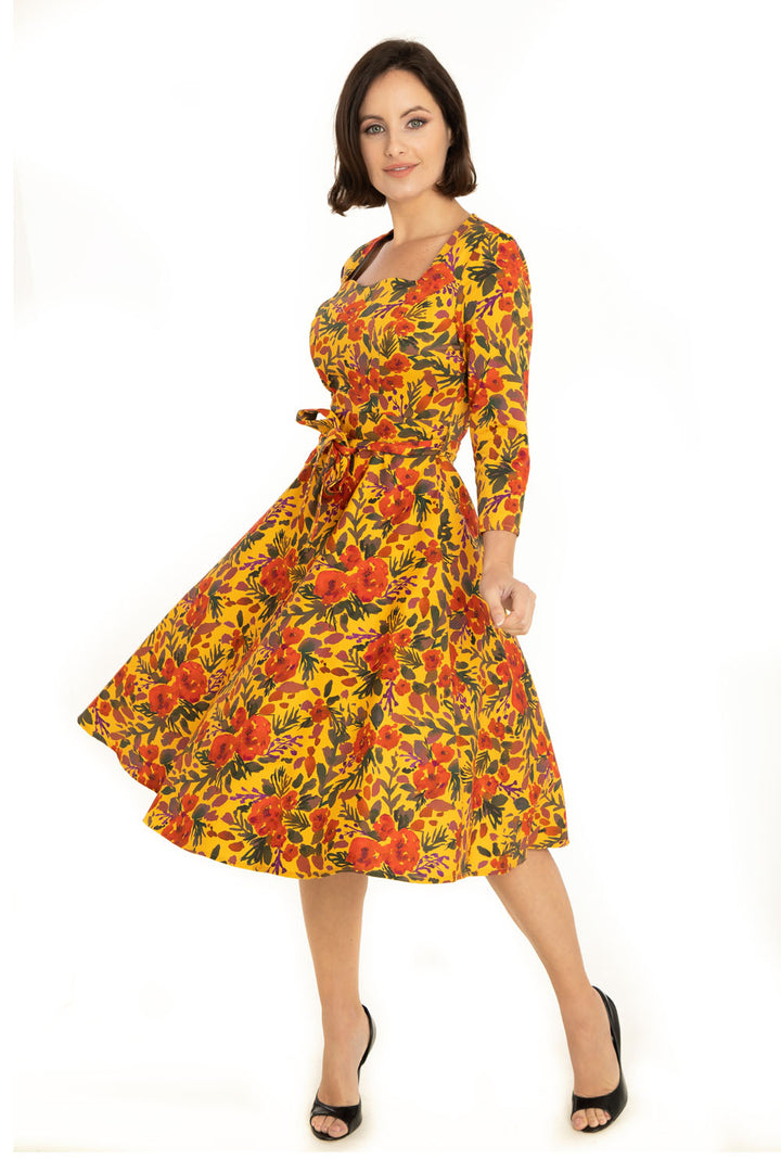 "Mira" Mustard Multi-Watercolor Florals