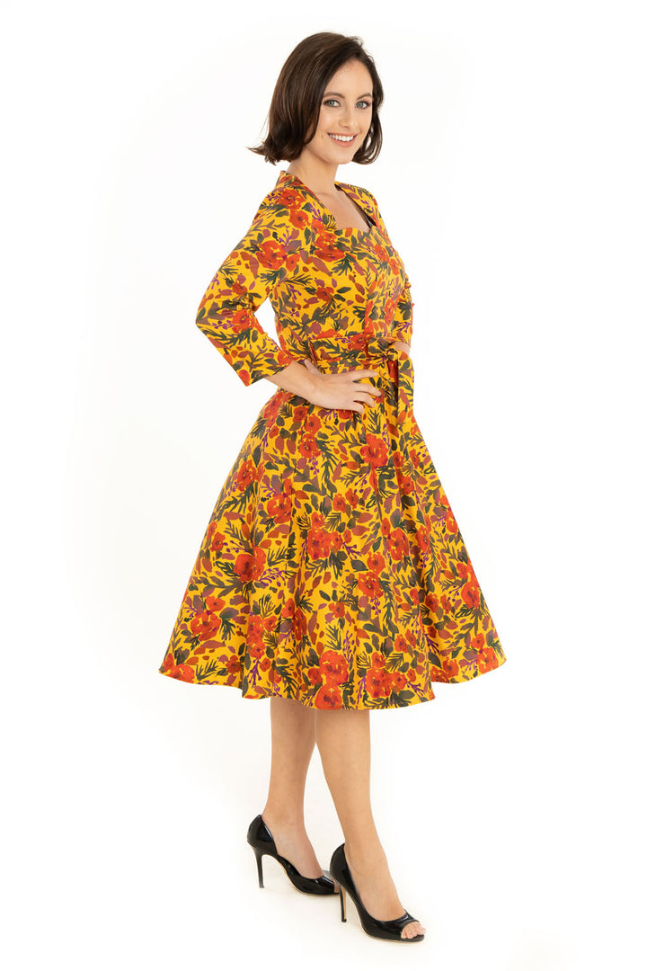 "Mira" Mustard Multi-Watercolor Florals