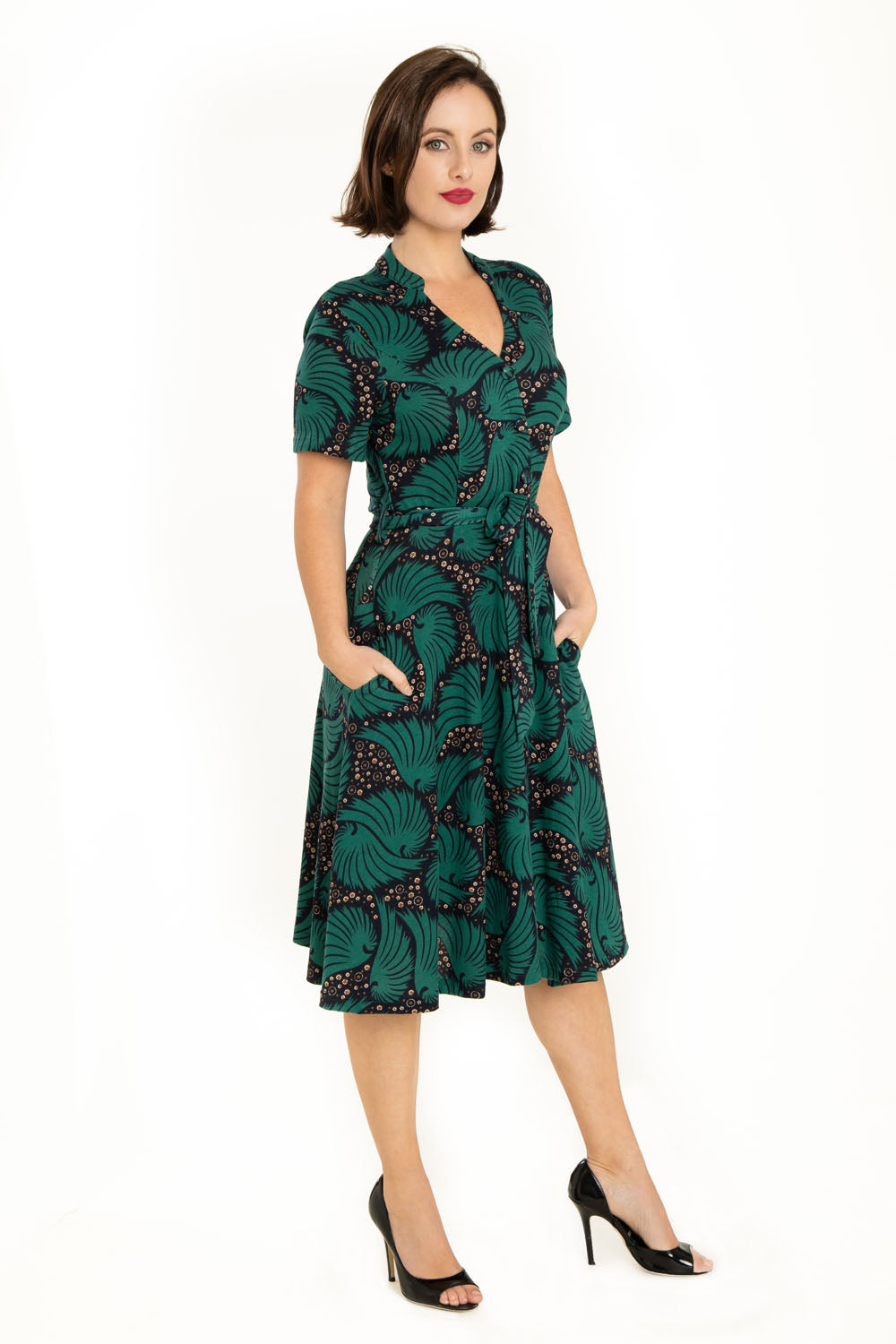 "Zoey" Forest Green Feathers
