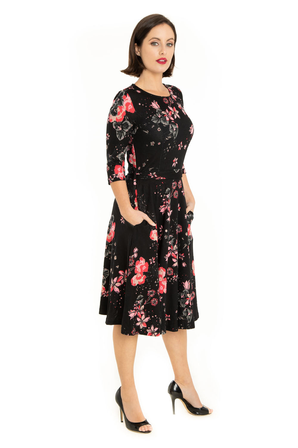 "Nora" Black Multi Florals