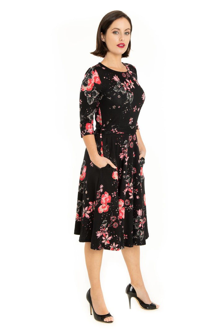 "Nora" Black Multi Florals