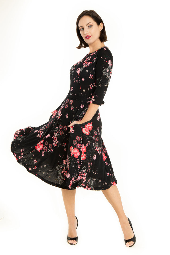 "Nora" Black Multi Florals
