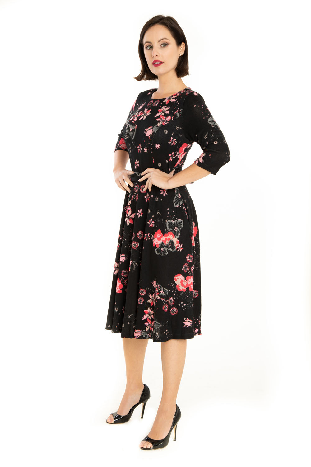 "Nora" Black Multi Florals
