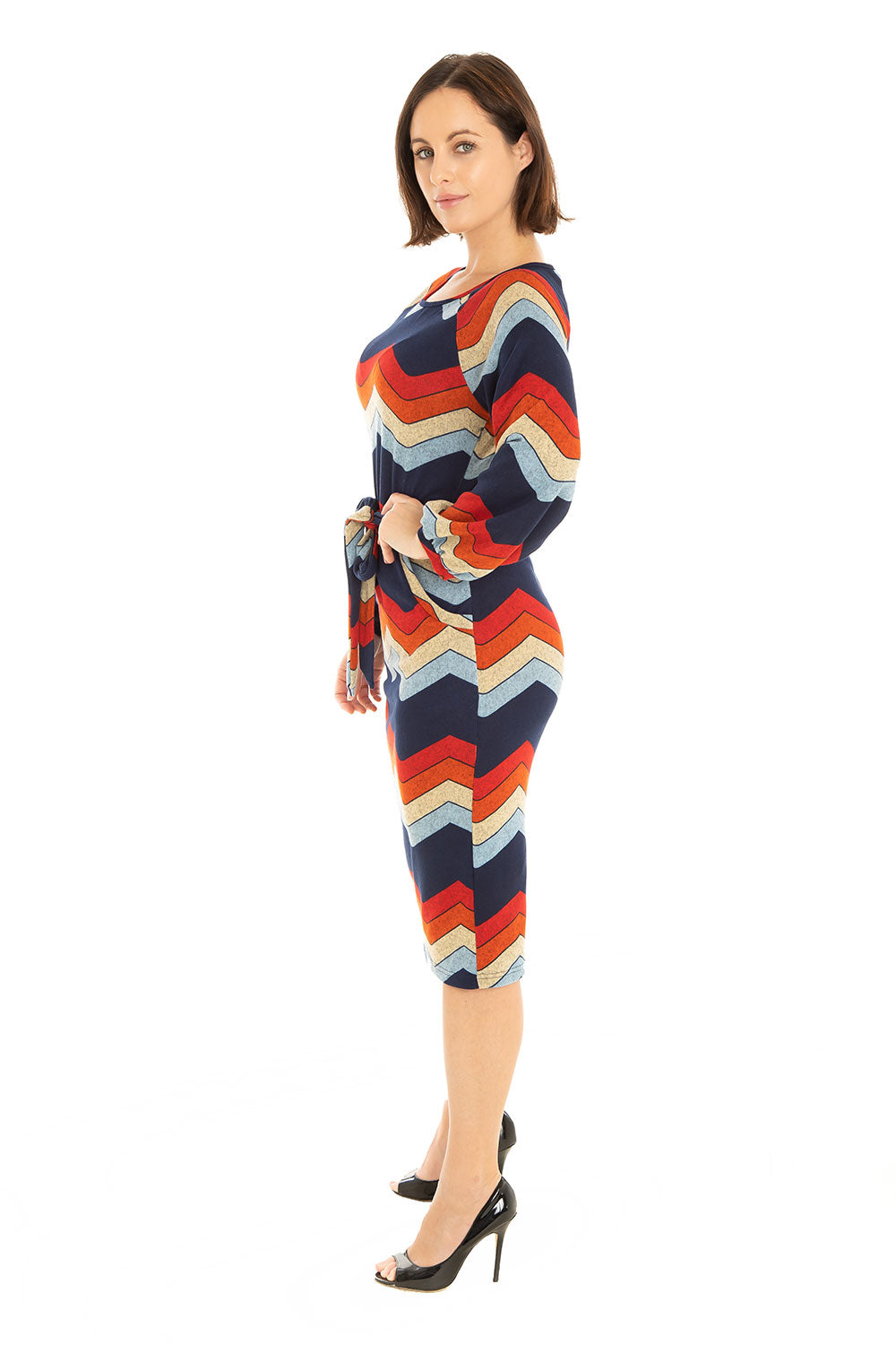 "Cora" Navy Multi-Chevron Color Block