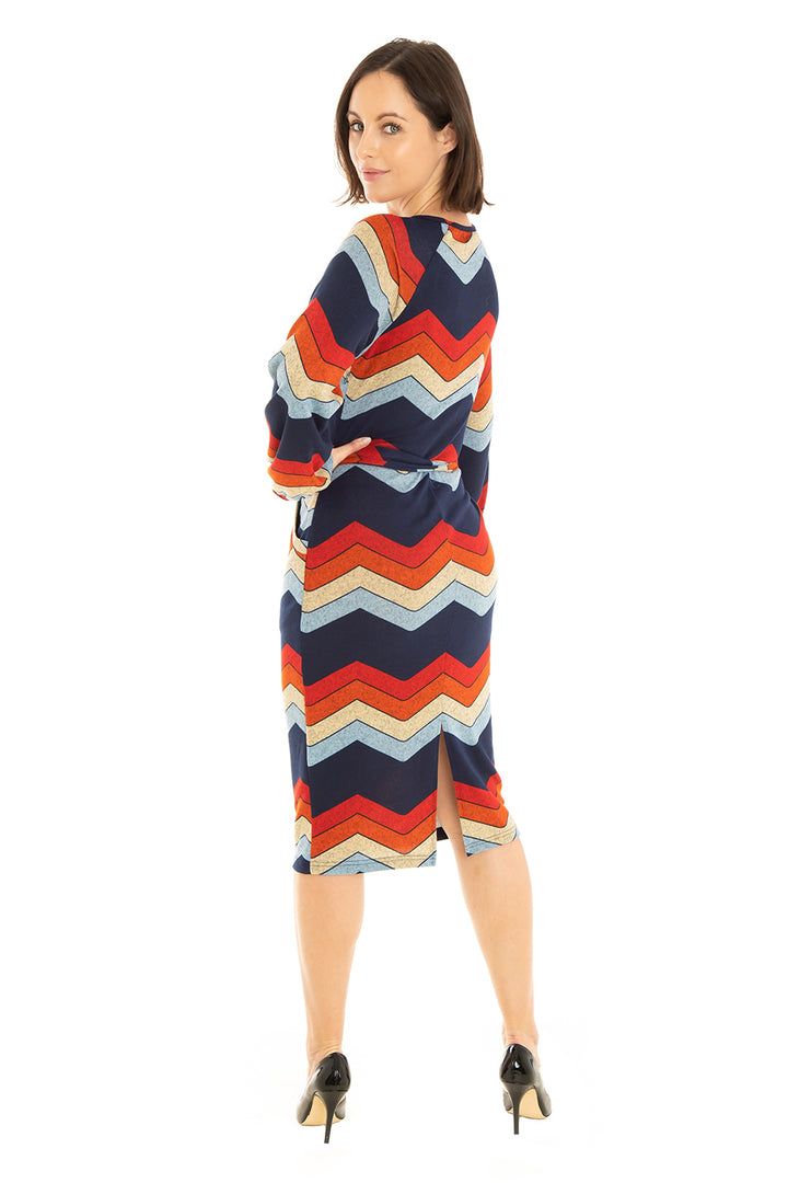 "Cora" Navy Multi-Chevron Color Block
