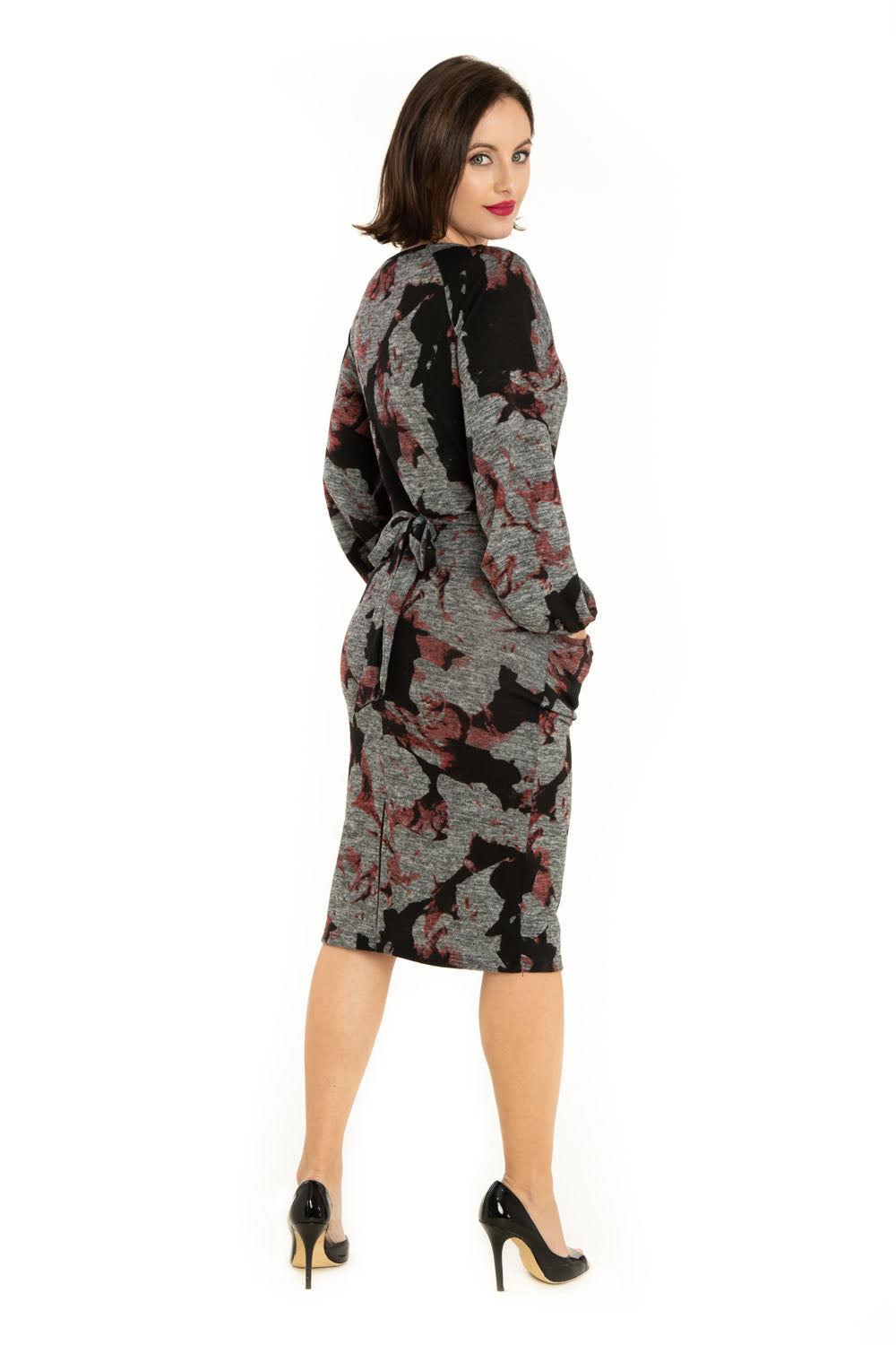 "Cora" Black Red Gray Burn Out