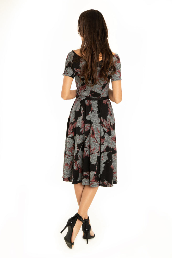 "Bella" Black Red Gray Burn Out