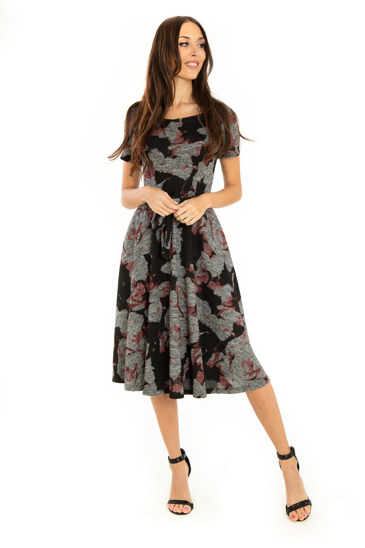 "Bella" Black Red Gray Burn Out