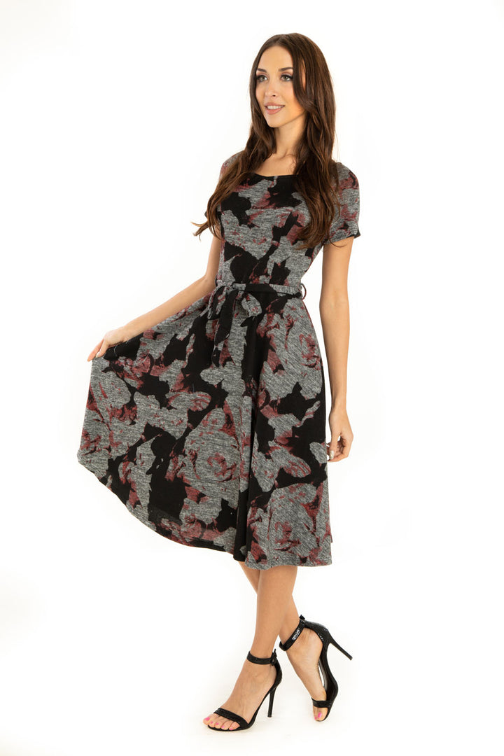 "Bella" Black Red Gray Burn Out