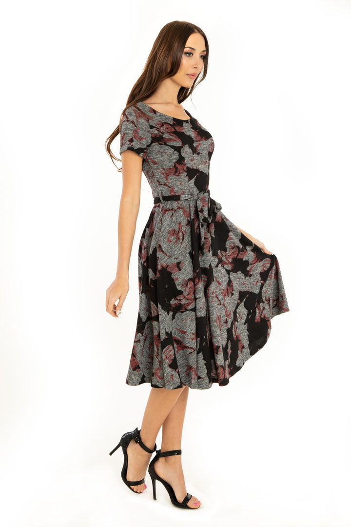 "Bella" Black Red Gray Burn Out