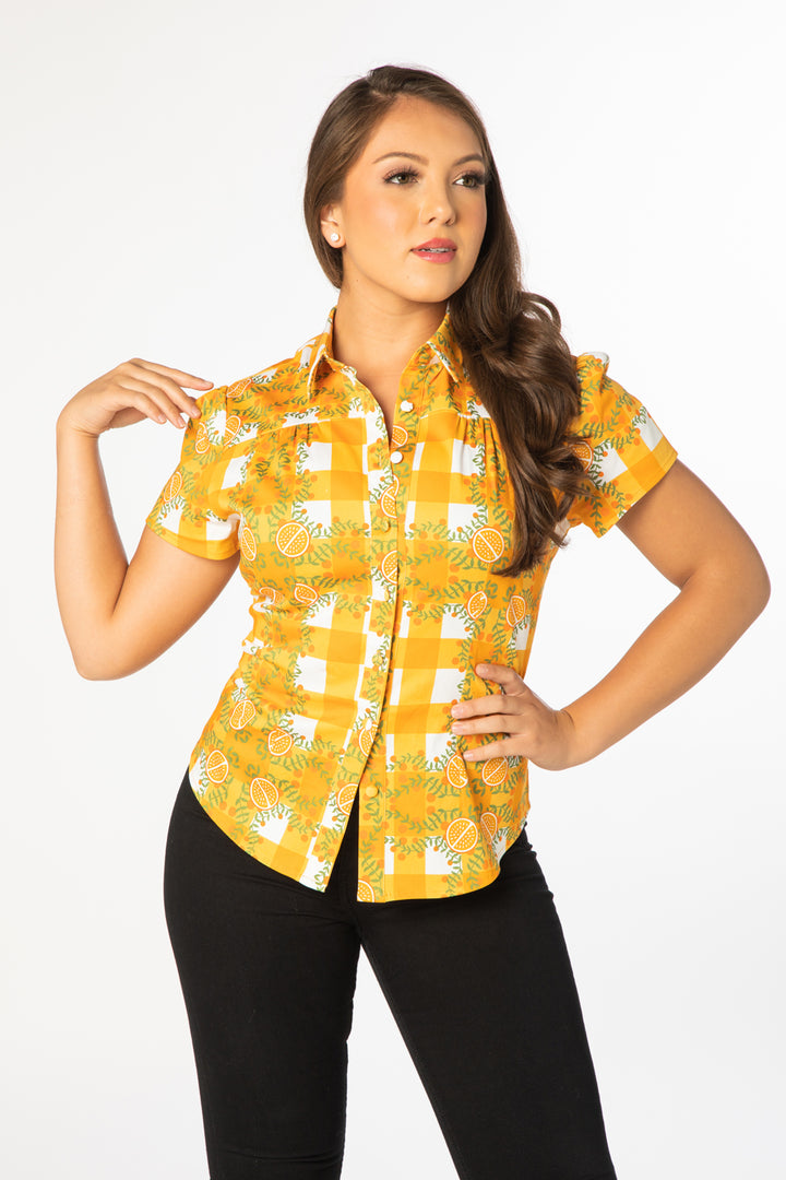 "Ayla" Orange Gingham