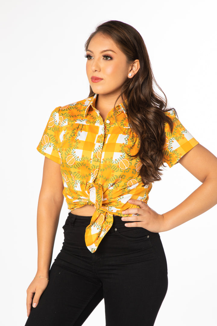"Ayla" Orange Gingham