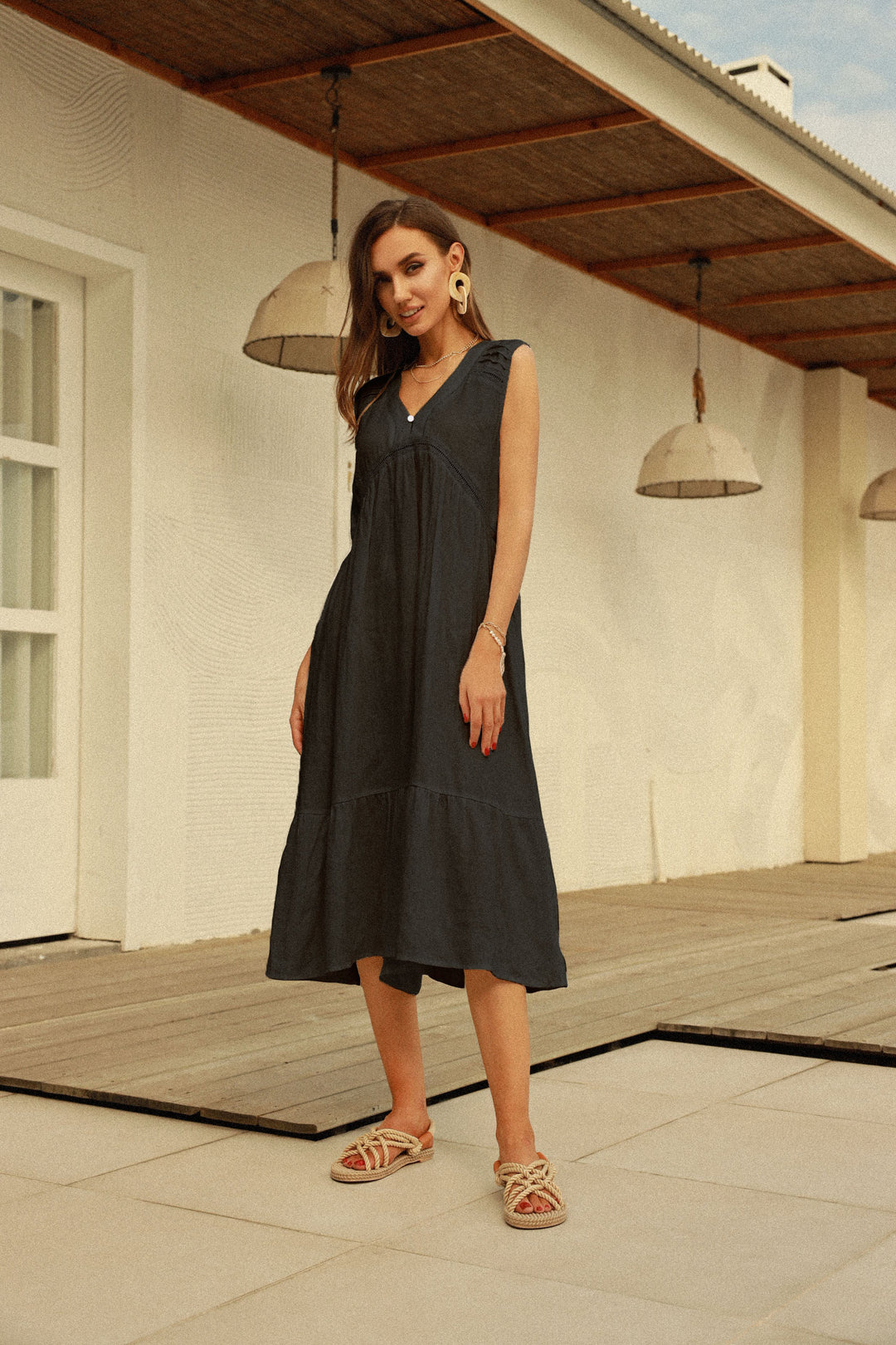 Gaby | Linen Midi Nightgown Dress