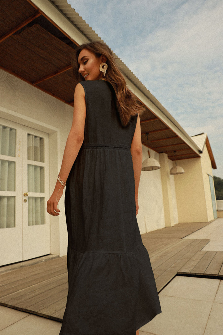 Gaby | Linen Midi Nightgown Dress