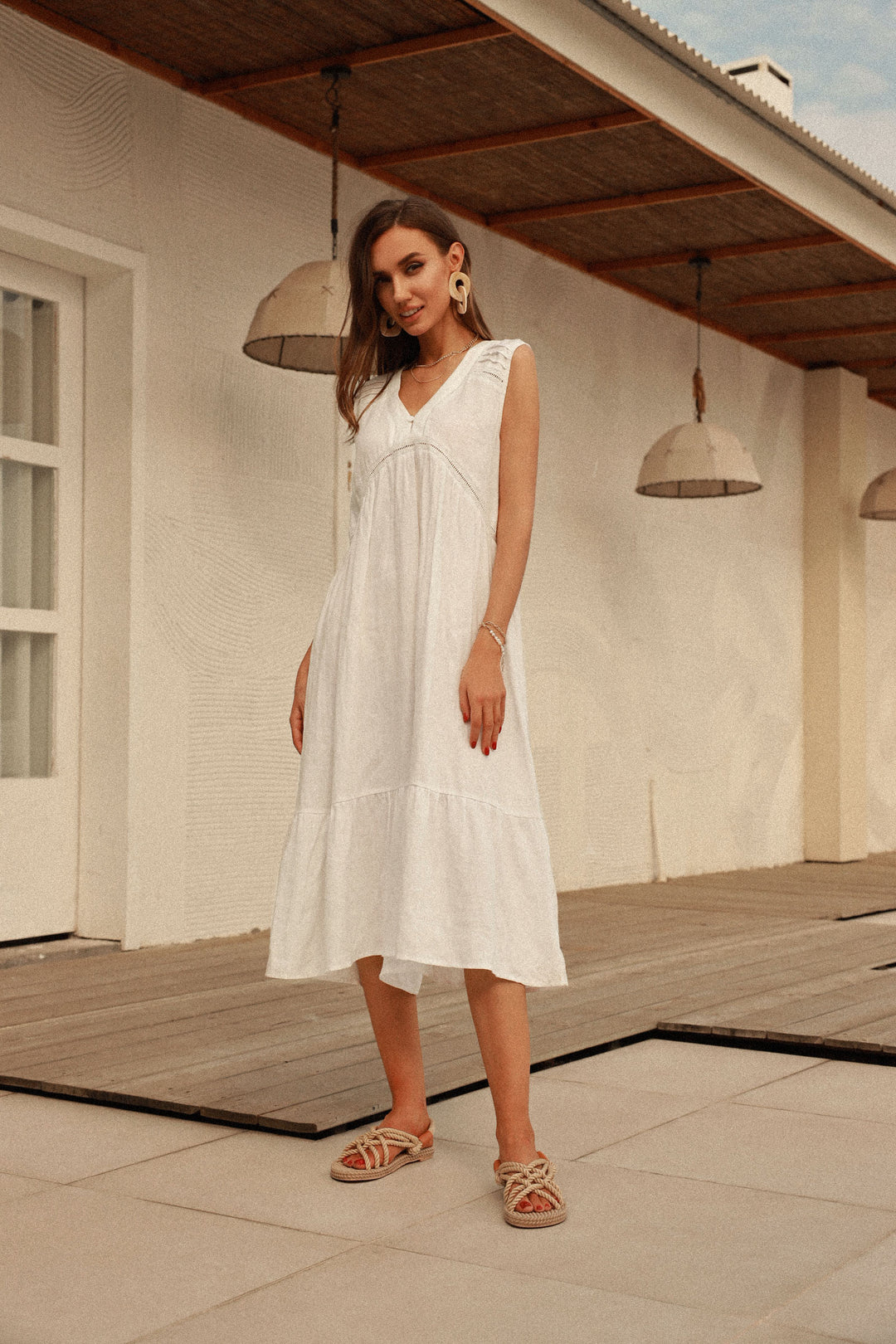 Gaby | Linen Midi Nightgown Dress