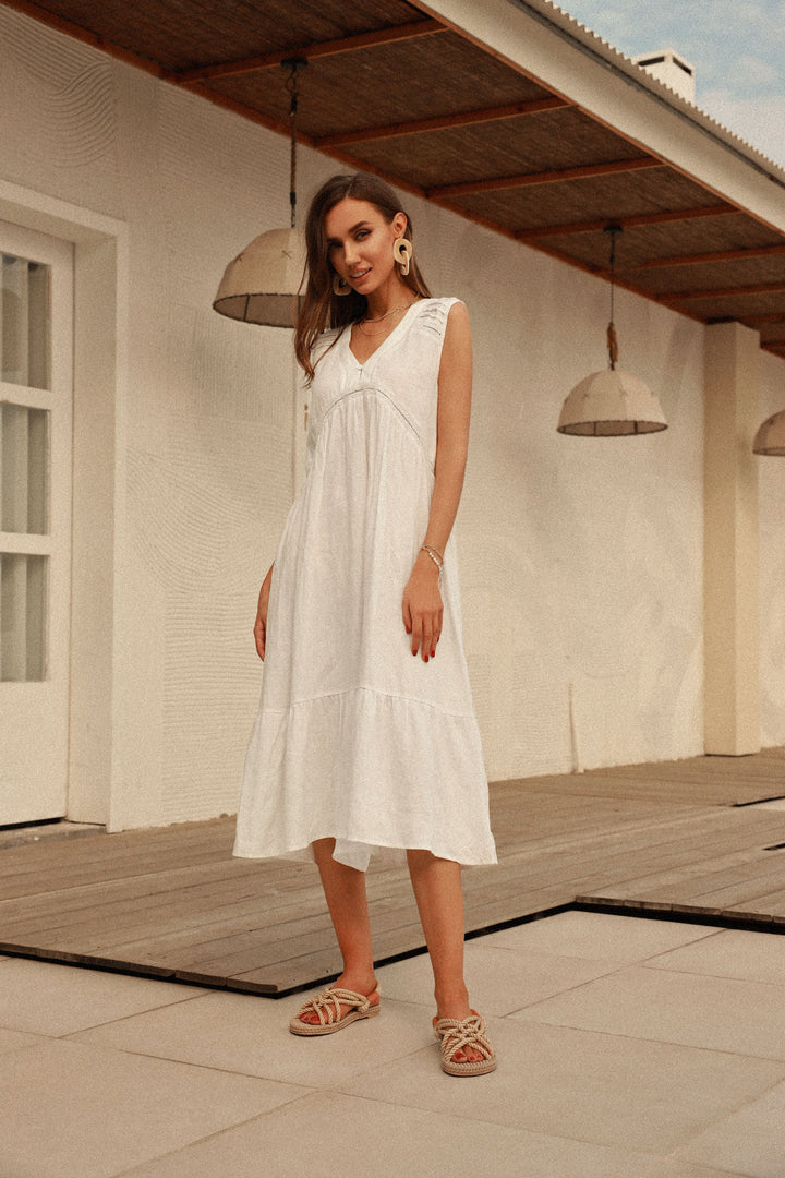 Gaby | Linen Midi Nightgown Dress