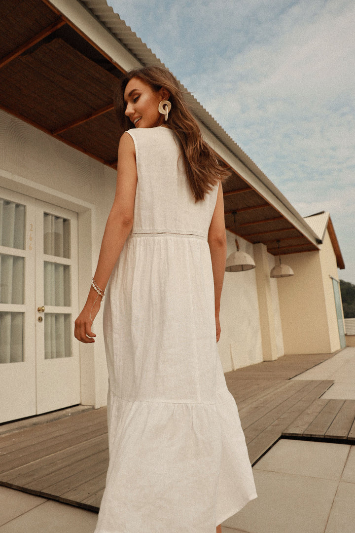 Gaby | Linen Midi Nightgown Dress