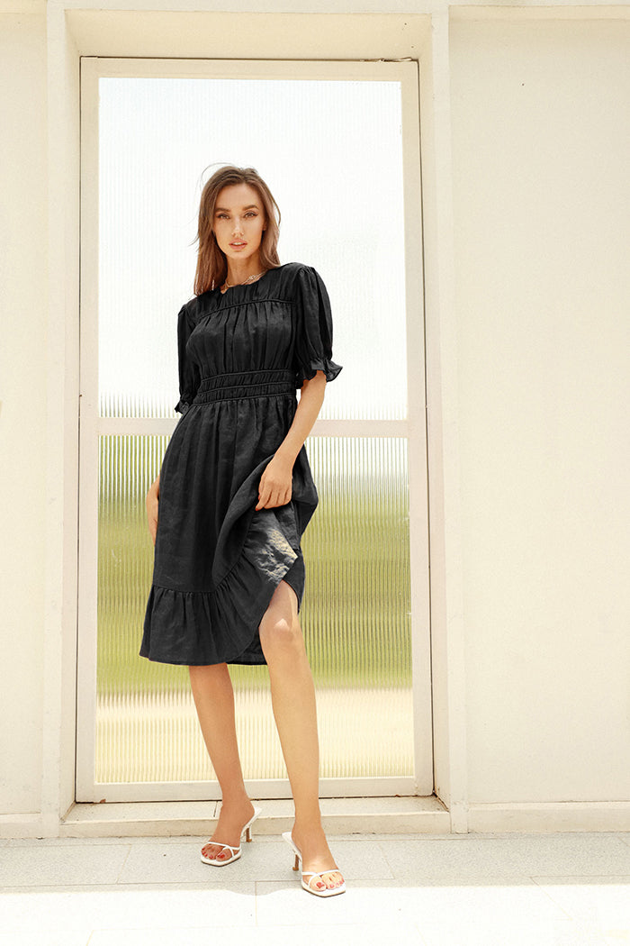 Zoey | Flax-Linen Pleated Dress
