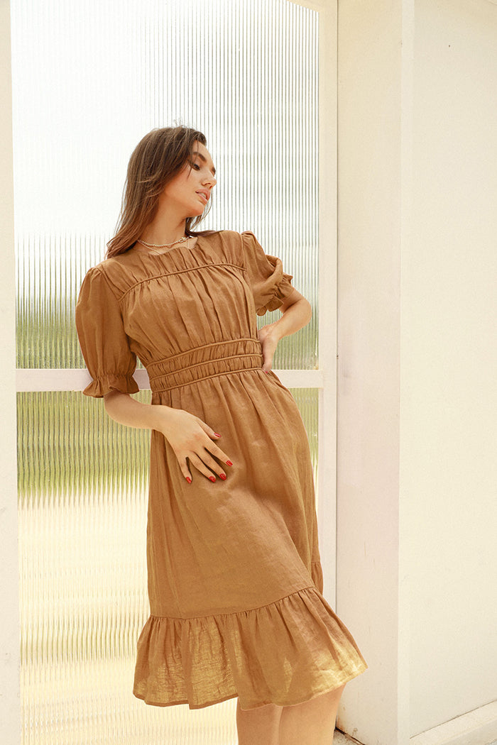 Zoey | Flax-Linen Pleated Dress