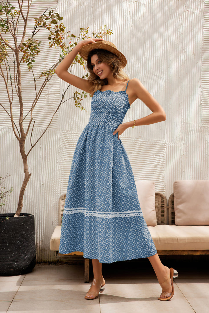 Anna | Cotton Embroidered Tube-Top Midi Dress