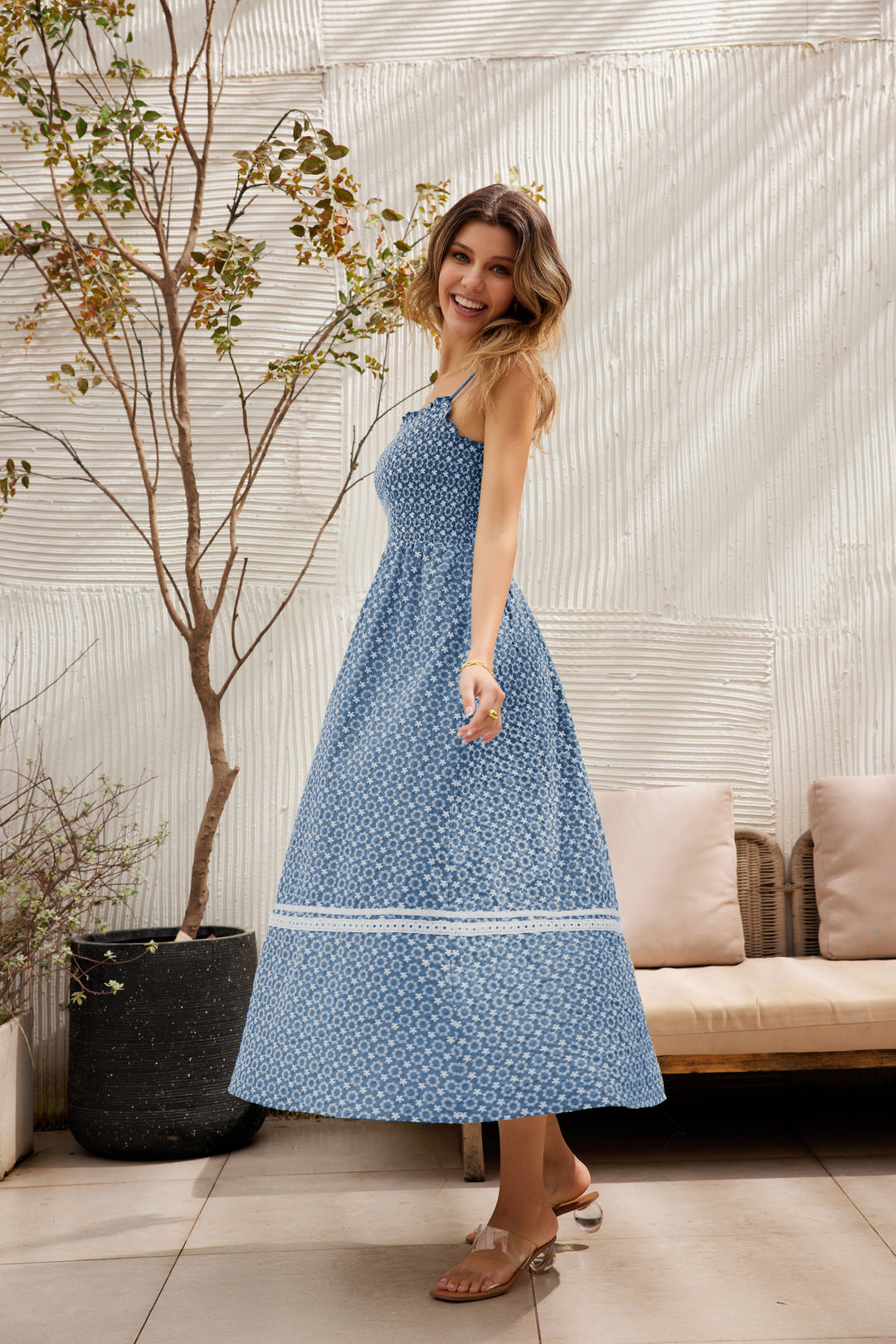 Anna | Cotton Embroidered Tube-Top Midi Dress