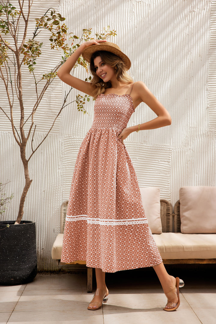 Anna | Cotton Embroidered Tube-Top Midi Dress