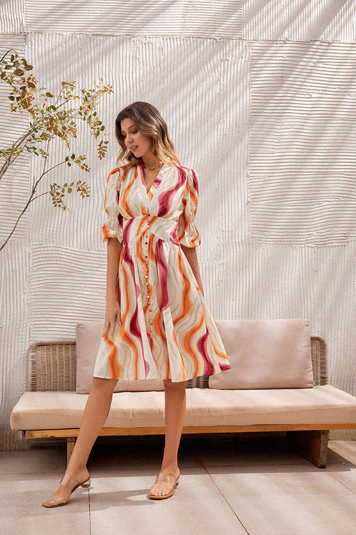 Emily | Cotton Ripple Print Dress