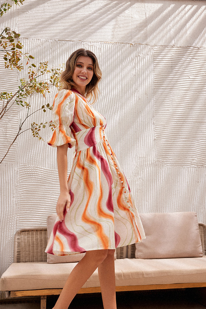 Emily | Cotton Ripple Print Dress