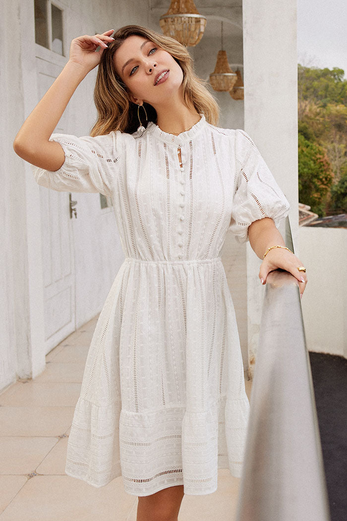 Dana | Cotton Embroidered Mini Dress